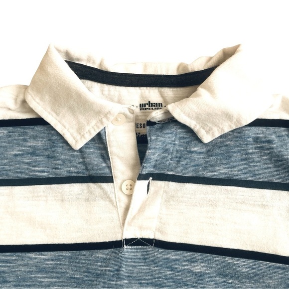 Urban Pipeline ultimate polo white blue striped short sleeve collar button Boy S - Picture 2 of 9